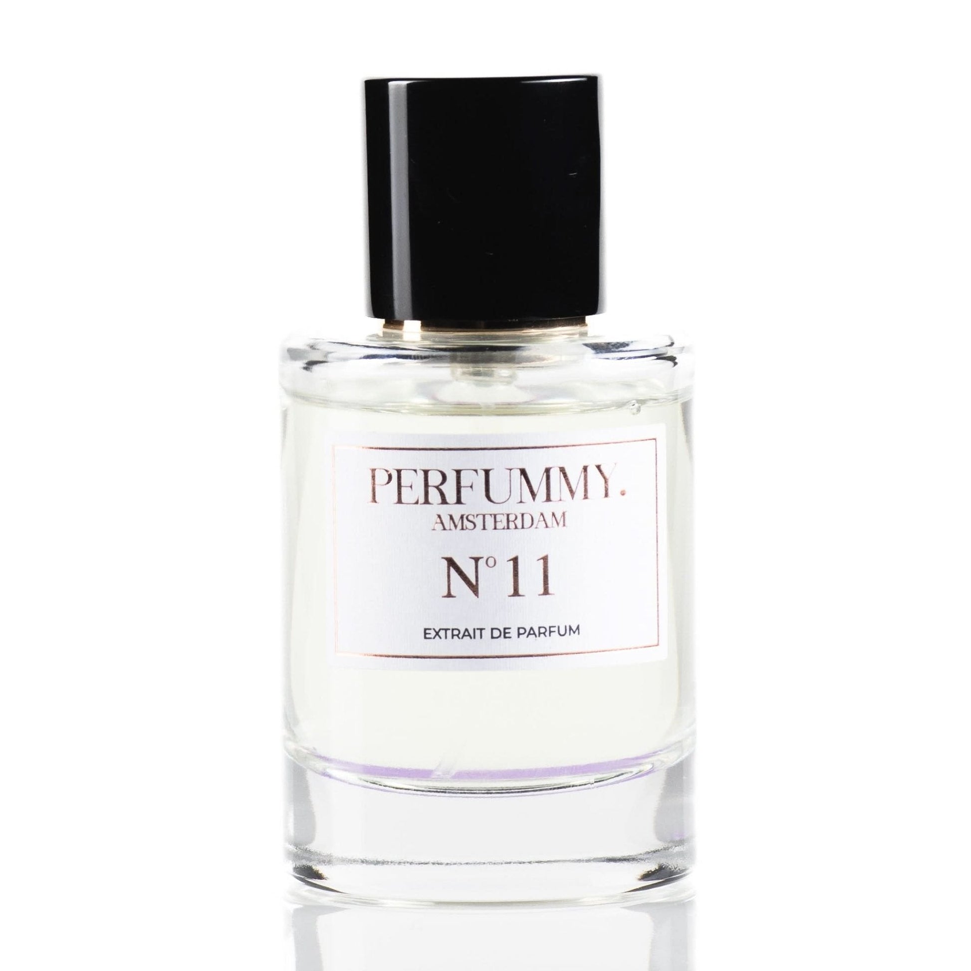 Perfume bottle Nº 11 by Perfumy Amsterdam, an extrait de parfum inspired by Black Opium YSL with oriental floral notes.