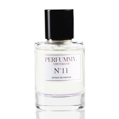 Perfume bottle Nº 11 by Perfumy Amsterdam, an extrait de parfum inspired by Black Opium YSL with oriental floral notes.